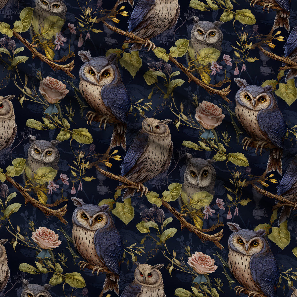 Woodland Watchers Pattern 8 Fleece Fabric — fleece fabric folded close-up preview (mv-fleece-v1:lying)