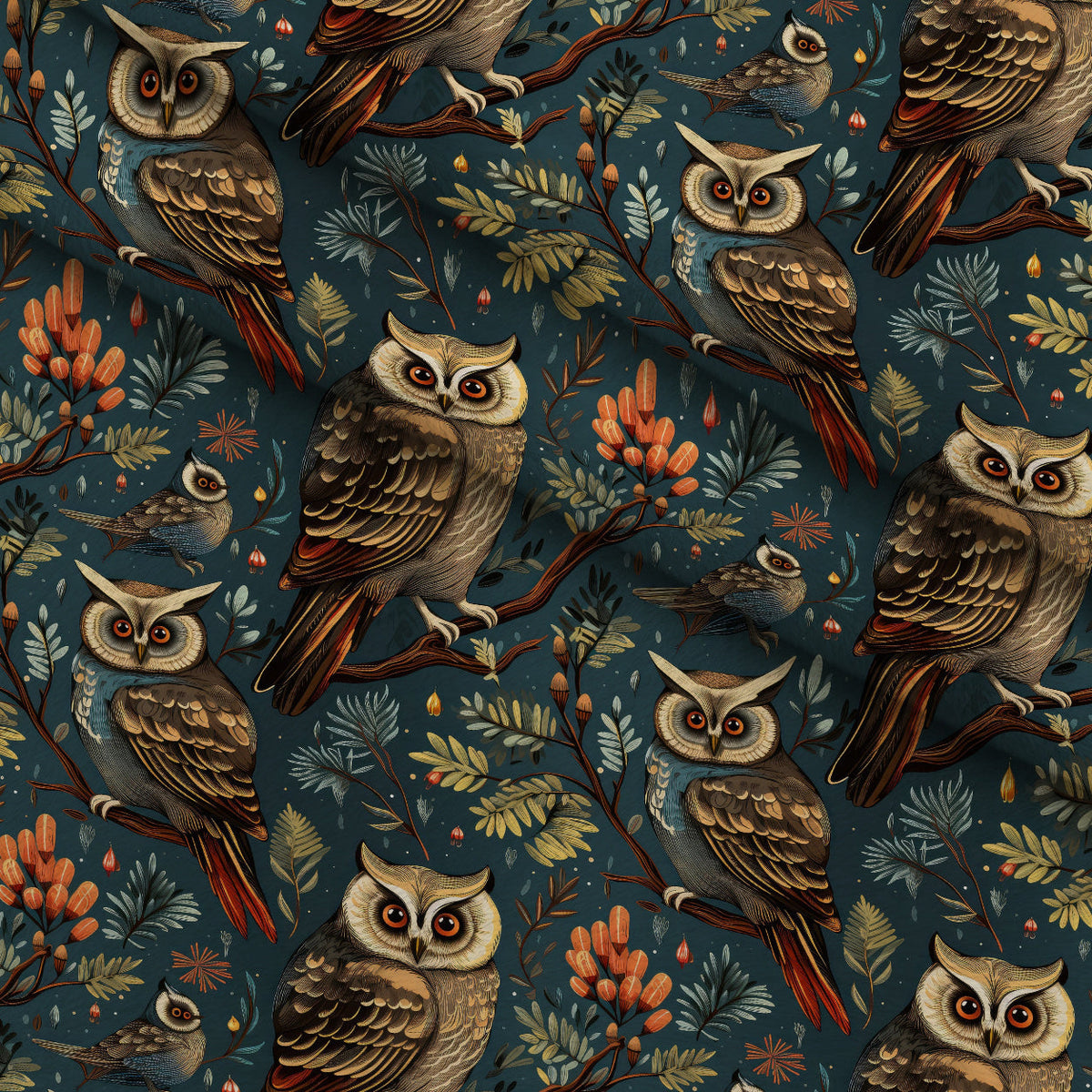 Woodland Watchers Pattern 9 Fleece Fabric — fleece fabric folded close-up preview (mv-fleece-v1:lying)
