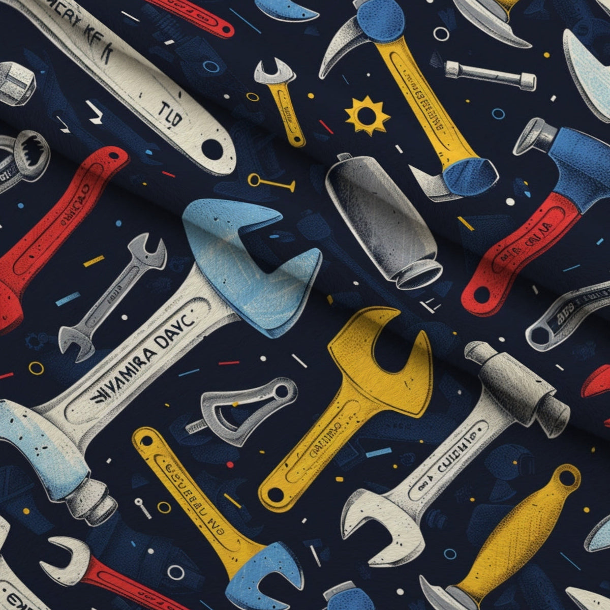 Wrench Works Pattern 15 Fleece Fabric — fleece fabric folded close-up preview (mv-fleece-v1:lying)