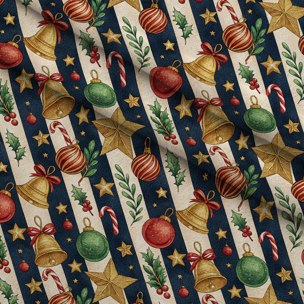 Yuletide Baubles Pattern 10 Fleece Fabric — fleece fabric folded close-up preview (mv-fleece-v1:lying)
