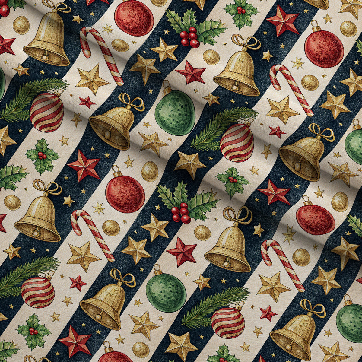Yuletide Baubles Pattern 4 Fleece Fabric — fleece fabric folded close-up preview (mv-fleece-v1:lying)