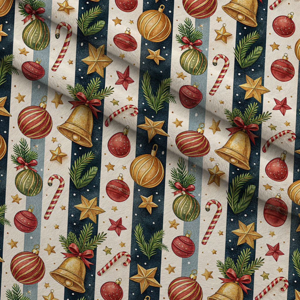 Yuletide Baubles Pattern 6 Fleece Fabric — fleece fabric folded close-up preview (mv-fleece-v1:lying)