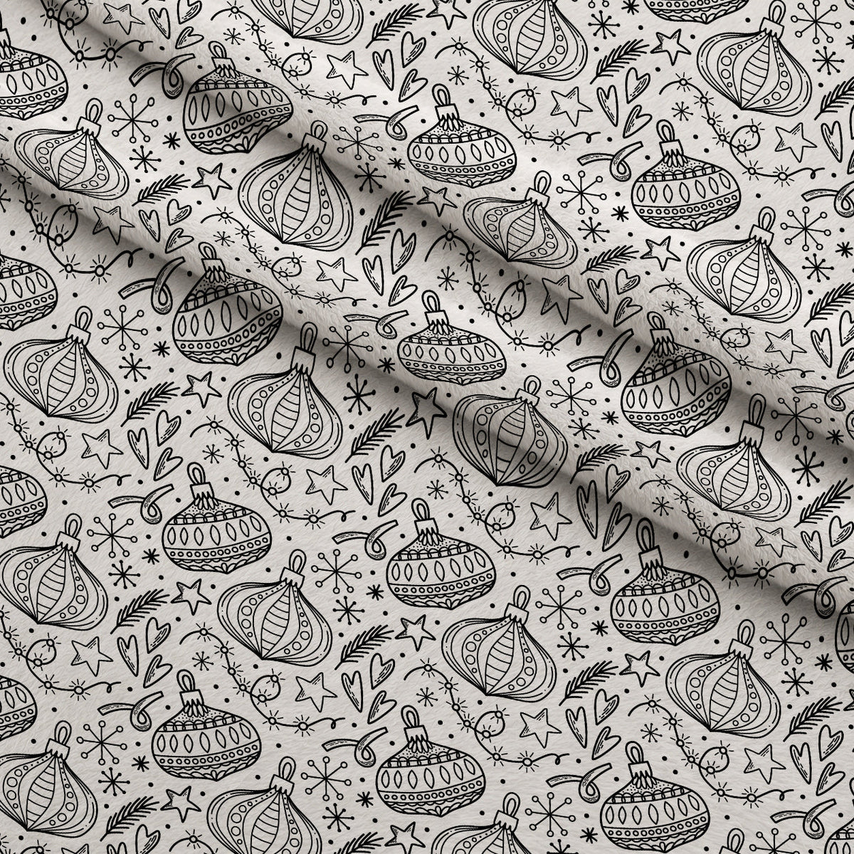 Yuletide Doodles Pattern 1 Fleece Fabric — fleece fabric folded close-up preview (mv-fleece-v1:lying)