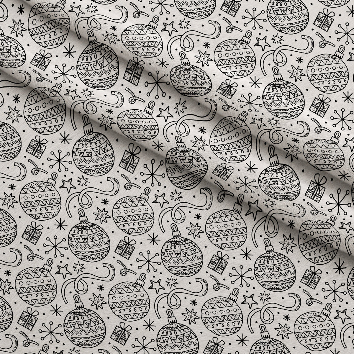 Yuletide Doodles Pattern 2 Fleece Fabric — fleece fabric folded close-up preview (mv-fleece-v1:lying)