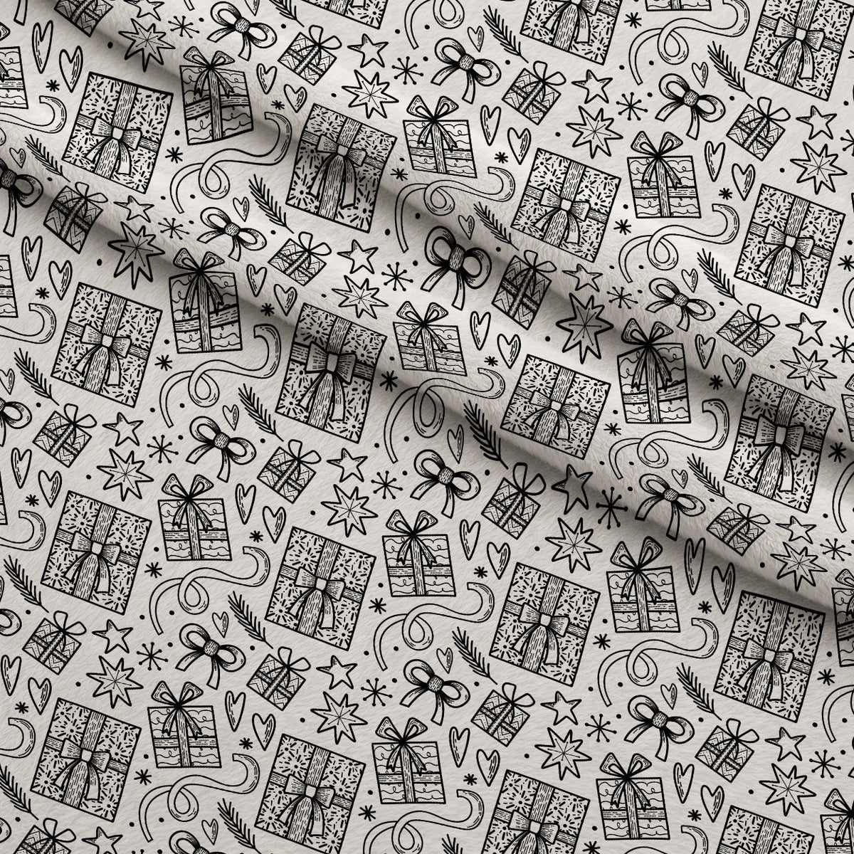 Yuletide Doodles Pattern 3 Fleece Fabric — fleece fabric folded close-up preview (mv-fleece-v1:lying)