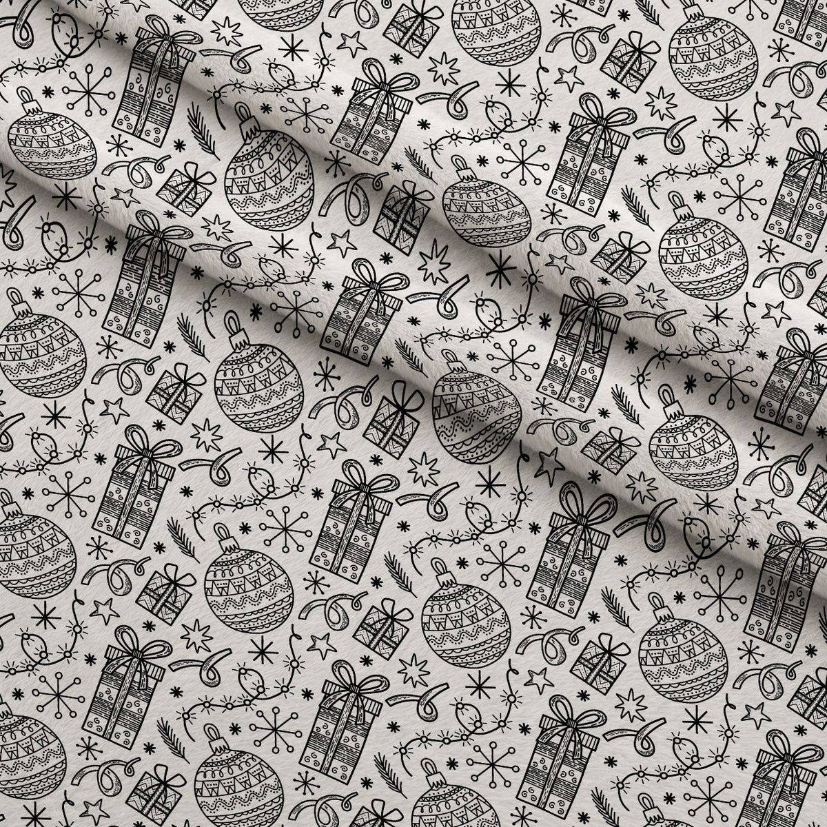 Yuletide Doodles Pattern 4 Fleece Fabric — fleece fabric folded close-up preview (mv-fleece-v1:lying)