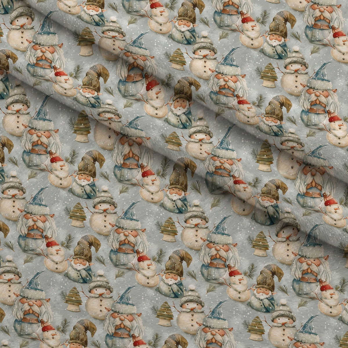 Yuletide Elves Pattern 7 Fleece Fabric — fleece fabric folded close-up preview (mv-fleece-v1:lying)