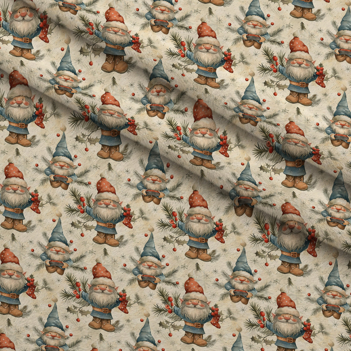 Yuletide Elves Pattern 9 Fleece Fabric — fleece fabric folded close-up preview (mv-fleece-v1:lying)