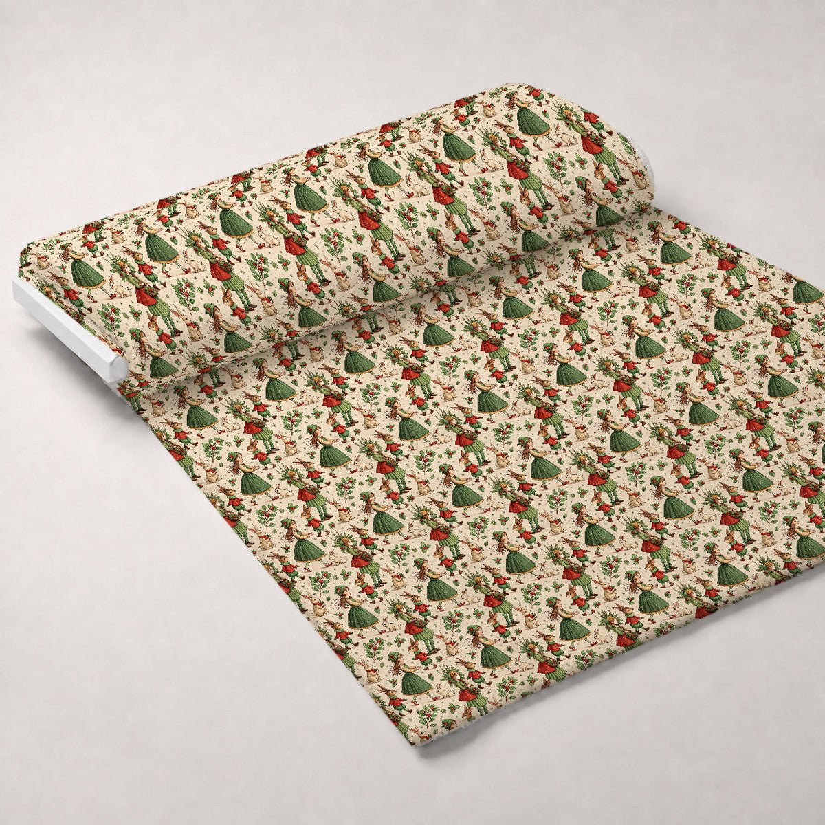 Yuletide Hare Pattern 30 Fleece Fabric — fleece fabric unrolled bolt preview (mv-fleece-v1:bolt)