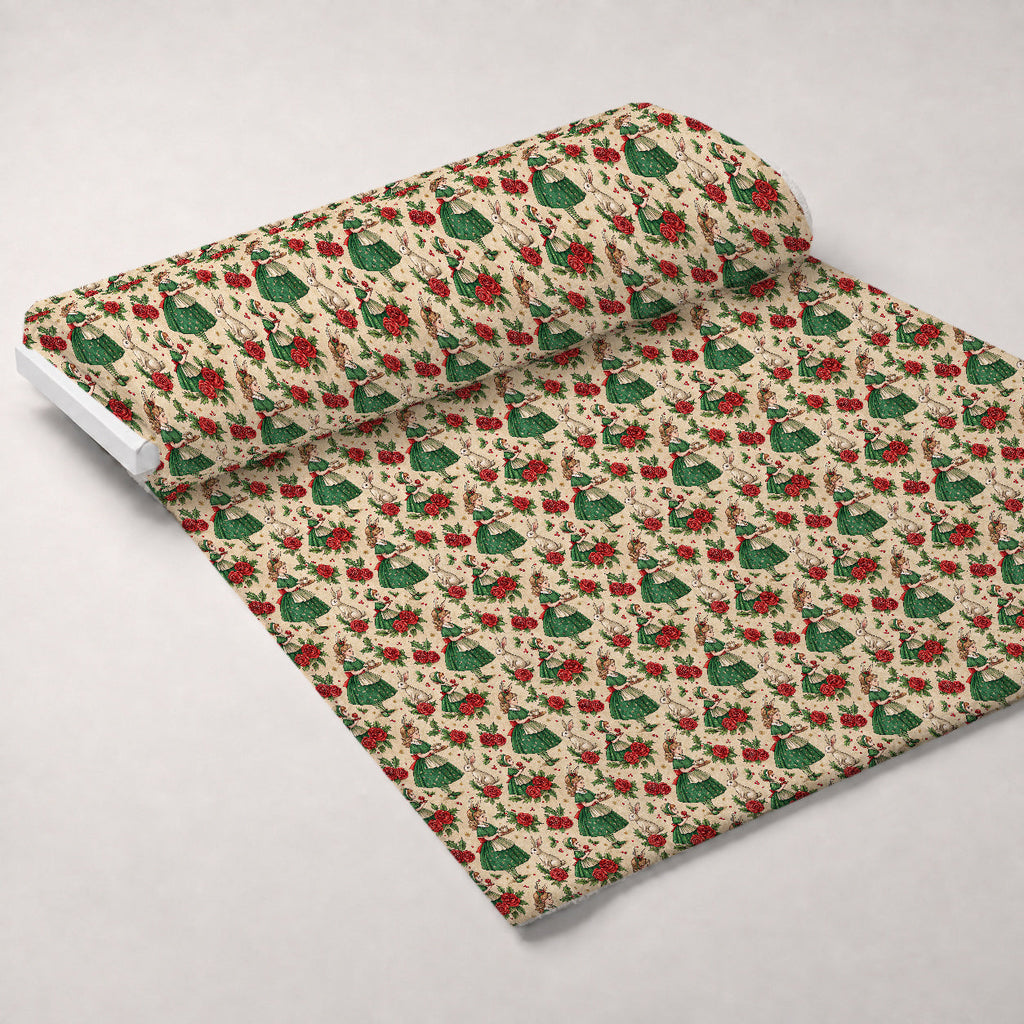 Yuletide Hare Pattern 33 Fleece Fabric — fleece fabric unrolled bolt preview (mv-fleece-v1:bolt)