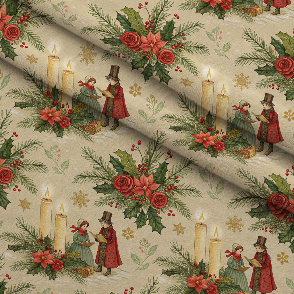 Yuletide Hare Pattern 34 Fleece Fabric — fleece fabric folded close-up preview (mv-fleece-v1:lying)