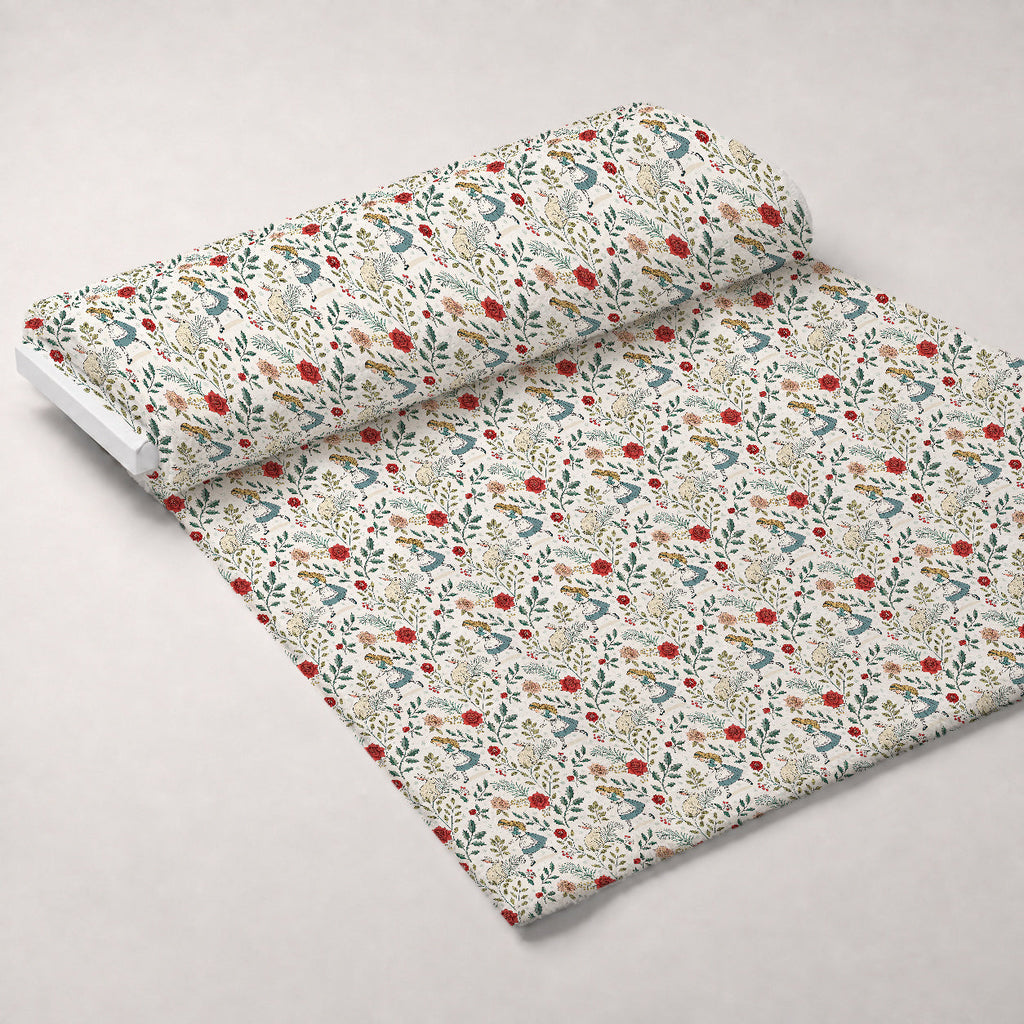 Yuletide Hare Pattern 38 Fleece Fabric — fleece fabric unrolled bolt preview (mv-fleece-v1:bolt)
