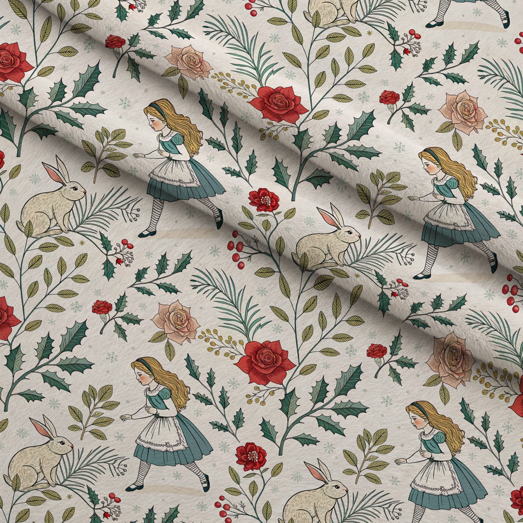 Yuletide Hare Pattern 38 Fleece Fabric — fleece fabric folded close-up preview (mv-fleece-v1:lying)