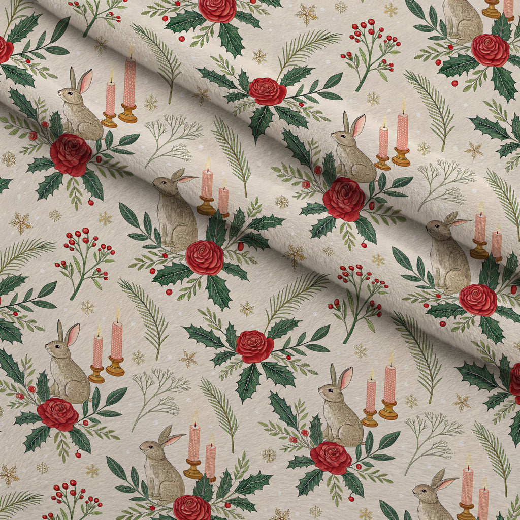 Yuletide Hare Pattern 44 Fleece Fabric — fleece fabric folded close-up preview (mv-fleece-v1:lying)