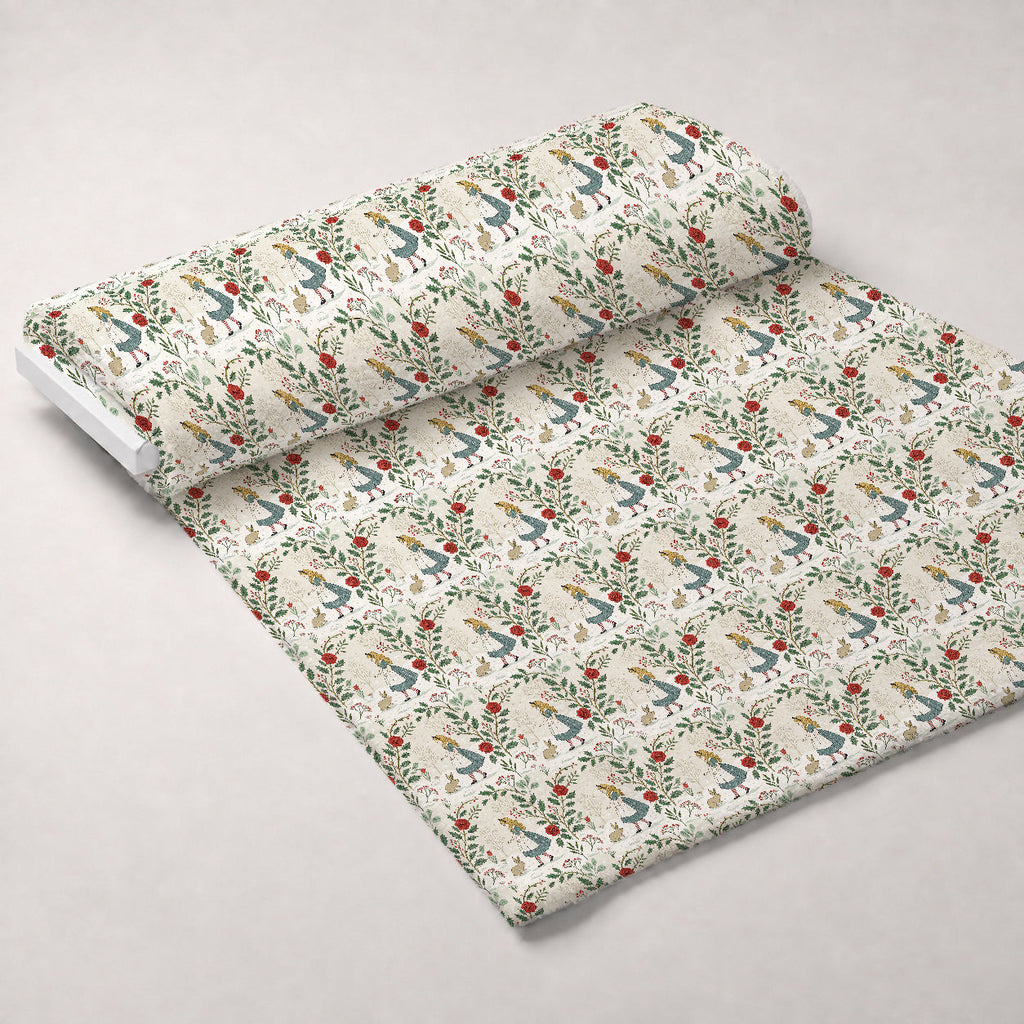 Yuletide Hare Pattern 46 Fleece Fabric — fleece fabric unrolled bolt preview (mv-fleece-v1:bolt)