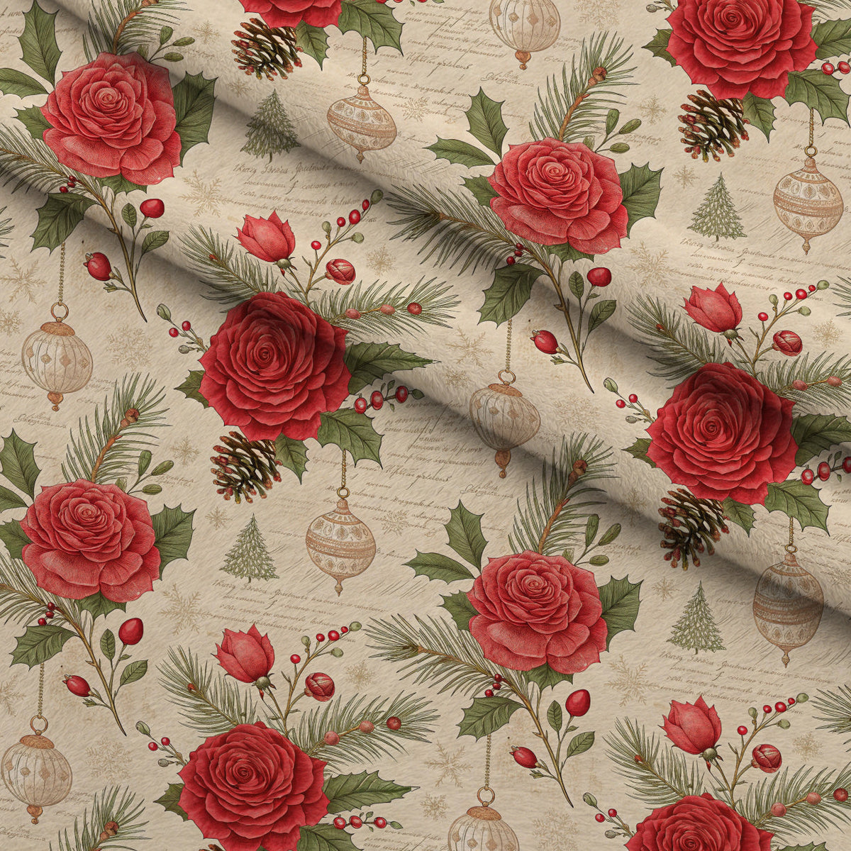 Yuletide Hare Pattern 47 Fleece Fabric — fleece fabric folded close-up preview (mv-fleece-v1:lying)