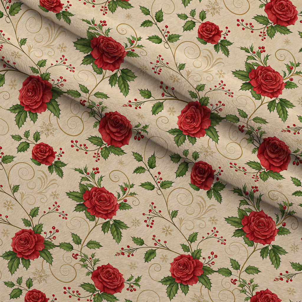 Yuletide Hare Pattern 50 Fleece Fabric — fleece fabric folded close-up preview (mv-fleece-v1:lying)