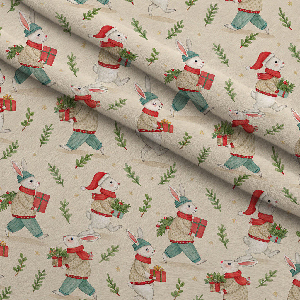 Yuletide Hare Pattern 55 Fleece Fabric — fleece fabric folded close-up preview (mv-fleece-v1:lying)