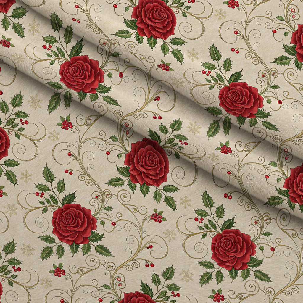 Yuletide Hare Pattern 56 Fleece Fabric — fleece fabric folded close-up preview (mv-fleece-v1:lying)