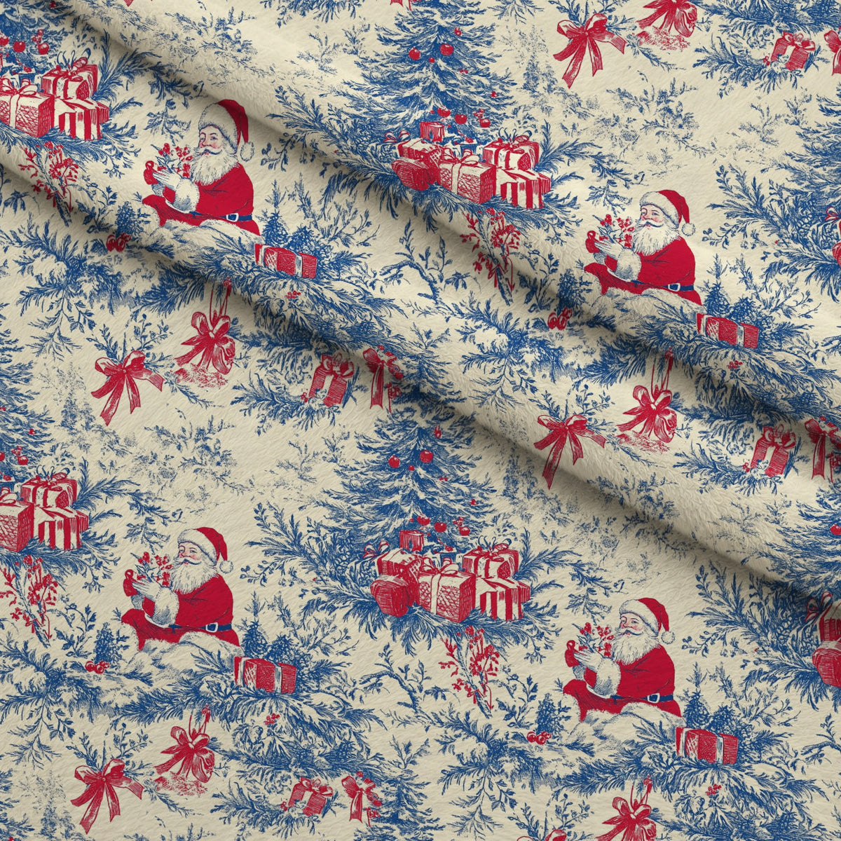 Yuletide Toile Pattern 2 Fleece Fabric — fleece fabric folded close-up preview (mv-fleece-v1:lying)