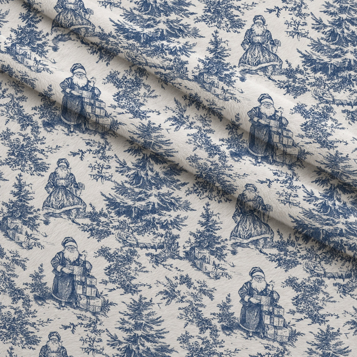 Yuletide Toile Pattern 3 Fleece Fabric — fleece fabric folded close-up preview (mv-fleece-v1:lying)