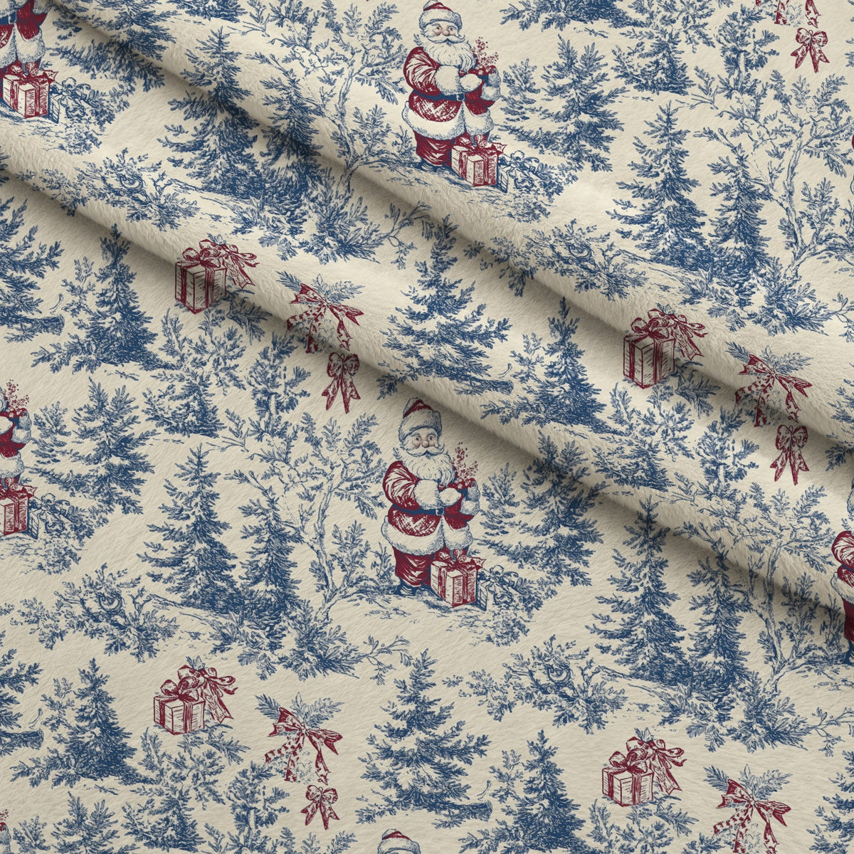 Yuletide Toile Pattern 5 Fleece Fabric — fleece fabric folded close-up preview (mv-fleece-v1:lying)