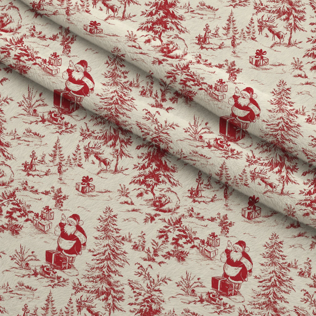 Yuletide Toile Pattern 6 Fleece Fabric — fleece fabric folded close-up preview (mv-fleece-v1:lying)