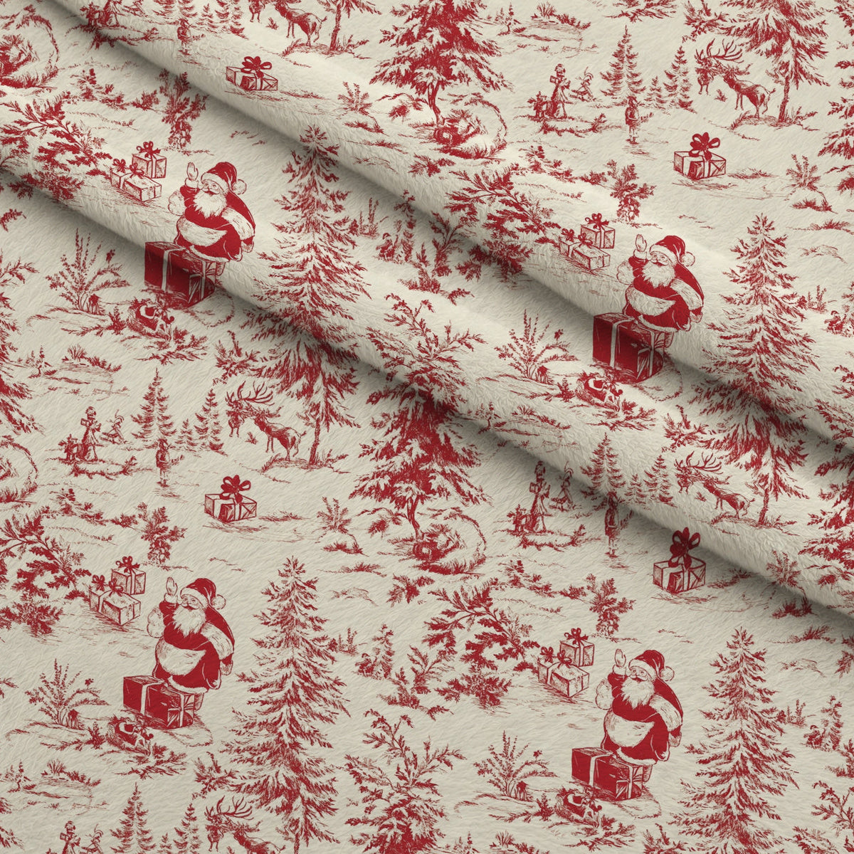 Yuletide Toile Pattern 6 Fleece Fabric — fleece fabric folded close-up preview (mv-fleece-v1:lying)
