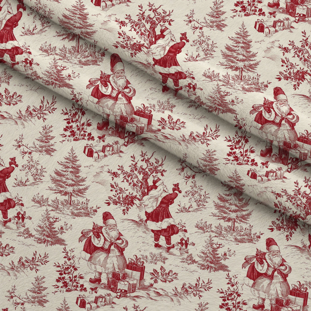 Yuletide Toile Pattern 7 Fleece Fabric — fleece fabric folded close-up preview (mv-fleece-v1:lying)