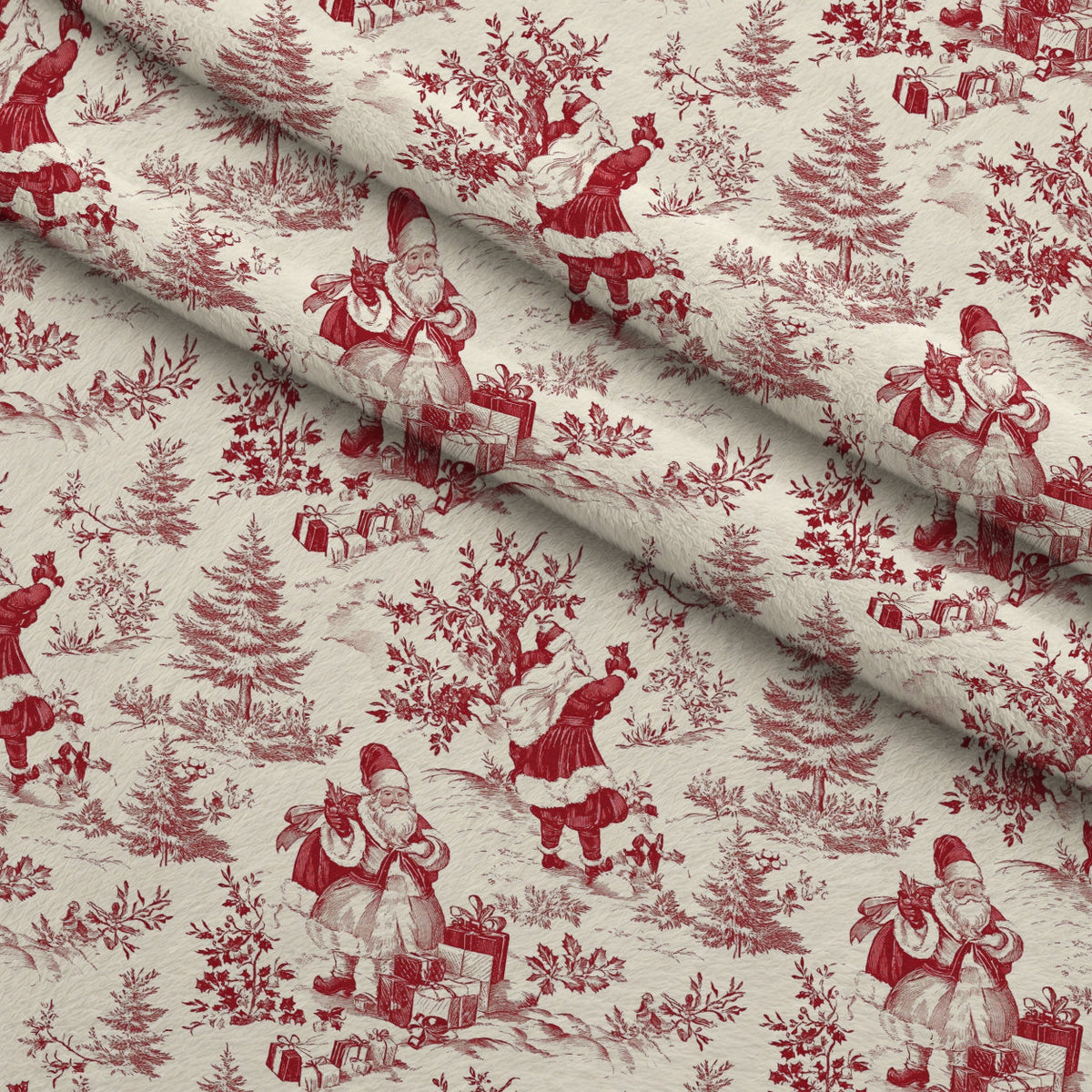 Yuletide Toile Pattern 7 Fleece Fabric — fleece fabric folded close-up preview (mv-fleece-v1:lying)