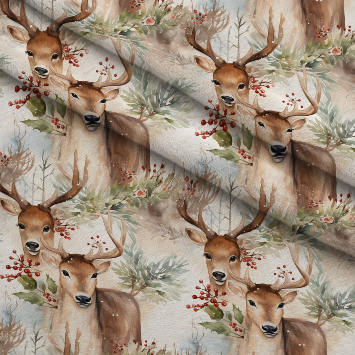 Yuletide Woodland Pattern 11 Fleece Fabric — fleece fabric folded close-up preview (mv-fleece-v1:lying)