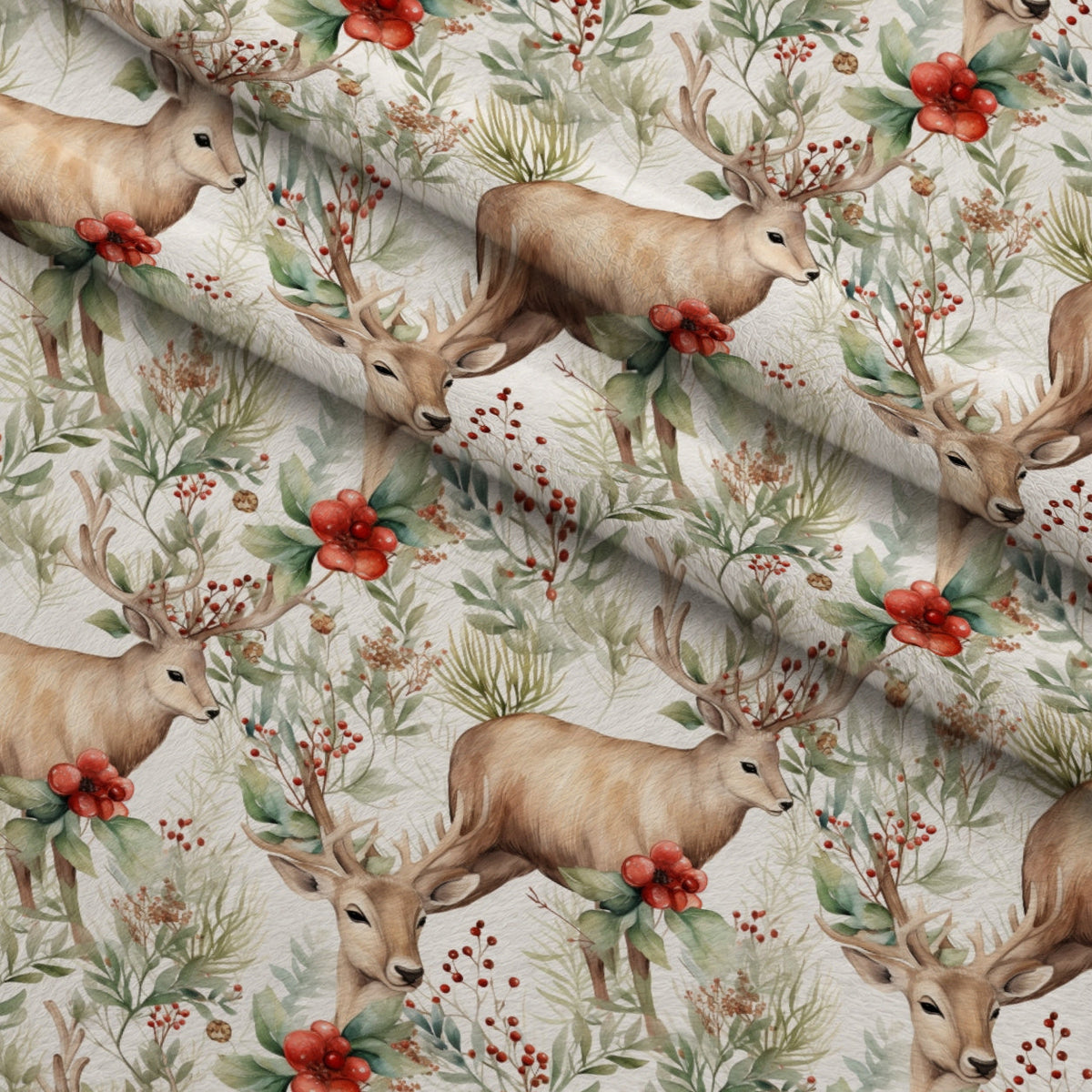 Yuletide Woodland Pattern 23 Fleece Fabric — fleece fabric folded close-up preview (mv-fleece-v1:lying)